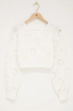 My Jewellery Top Blanc Avec Dos Noué Et Broderie Florale Sale