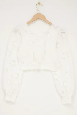 My Jewellery Top Blanc Avec Dos Noué Et Broderie Florale Sale
