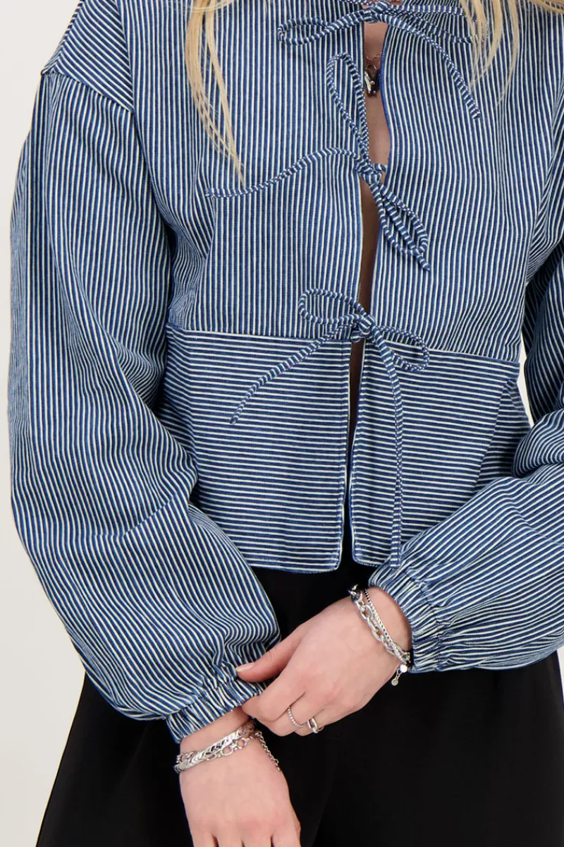 My Jewellery Top Bleu à Rayures Et Nœuds Fashion