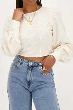 My Jewellery Top Broderie Beige Avec Dos Ouvert Discount