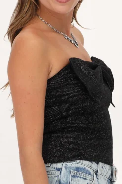 My Jewellery Top Bustier En Lurex Noir Avec Nœud Best