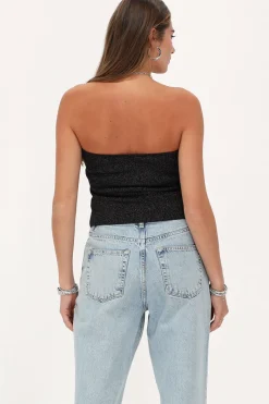 My Jewellery Top Bustier En Lurex Noir Avec Nœud Best
