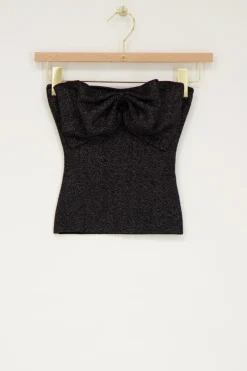 My Jewellery Top Bustier En Lurex Noir Avec Nœud Best