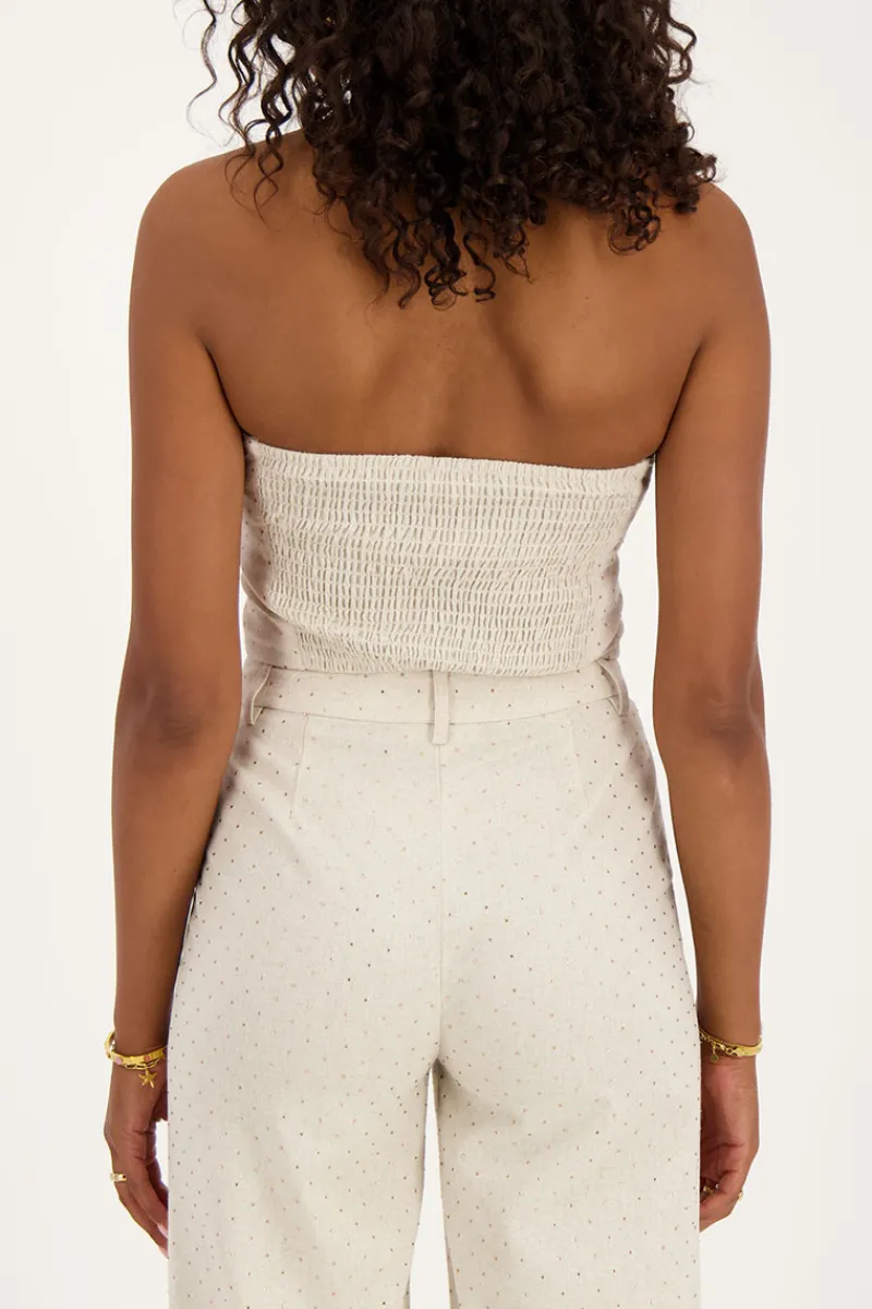 My Jewellery Top Corset En Lin Beige Avec Clous Sale