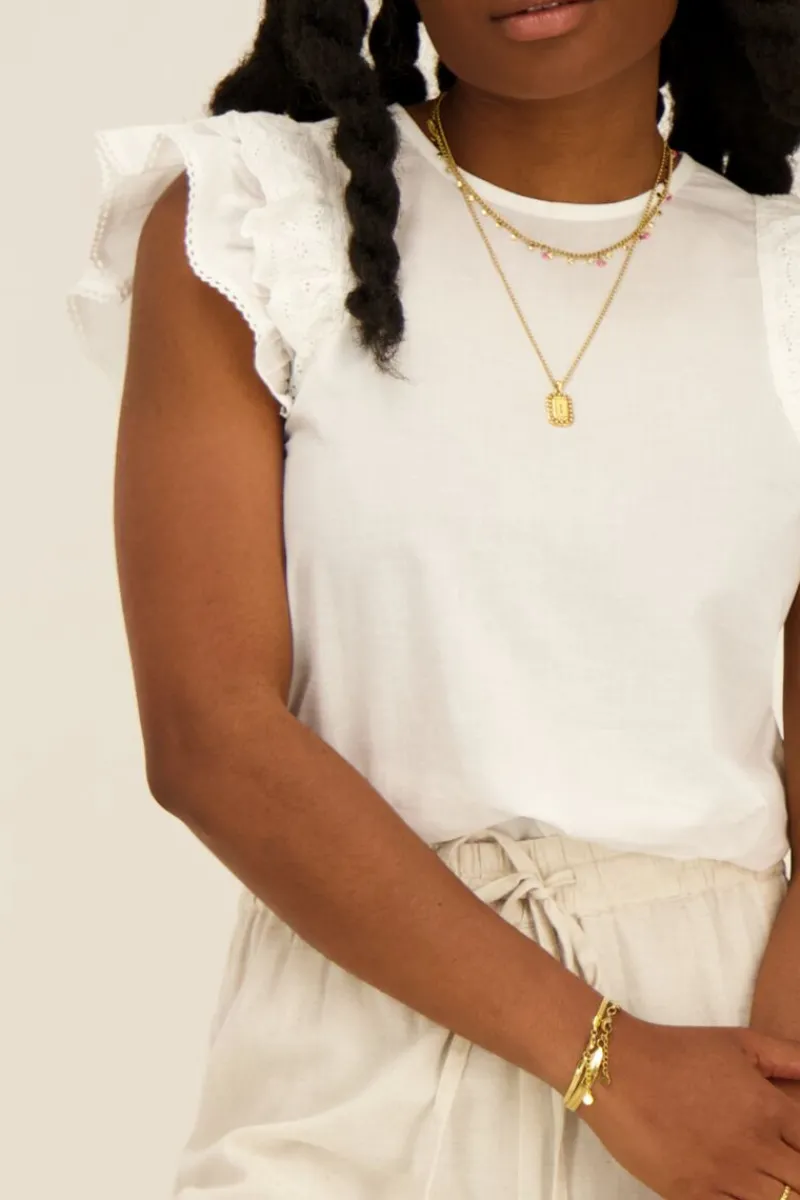 My Jewellery Top En Coton Blanc Manches à Volants Sale
