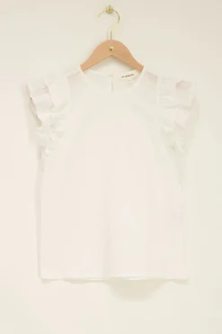 My Jewellery Top En Coton Blanc Manches à Volants Sale