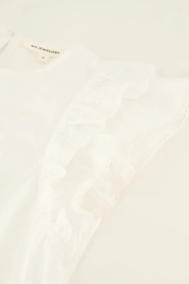 My Jewellery Top En Coton Blanc Manches à Volants Sale