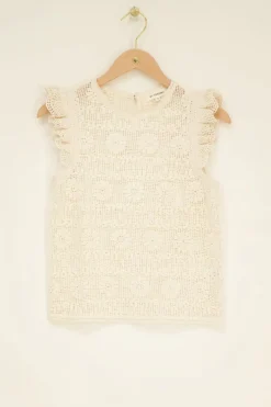 My Jewellery Top En Crochet Blanc à Volants New