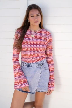 My Jewellery Top En Crochet Multicolore Avec Manches évasées Outlet