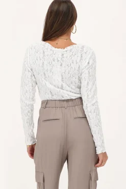 My Jewellery Top En Dentelle he Avec Col Bateau Blanc Fashion