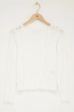 My Jewellery Top En Dentelle he Avec Col Bateau Blanc Fashion