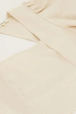 My Jewellery Top En Lin Beige Avec Manches Bouffantes Outlet