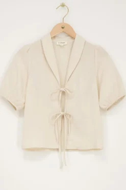 My Jewellery Top En Lin Avec Nœuds Beige Fashion