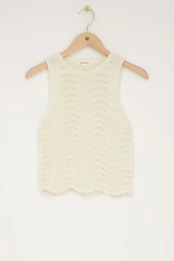My Jewellery Top En Maille Ajourée Beige Avec Lurex Discount