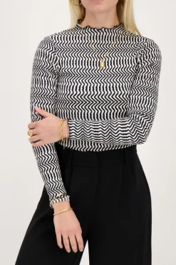My Jewellery Top Froissé Zigzag Noir Et Blanc Clearance