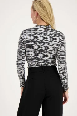 My Jewellery Top Froissé Zigzag Noir Et Blanc Clearance