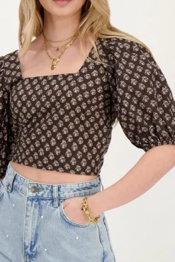 My Jewellery Top Gris Foncé à Motifs Outlet