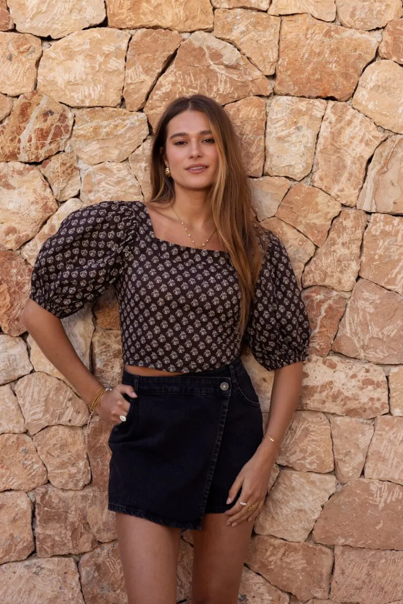 My Jewellery Top Gris Foncé à Motifs Outlet