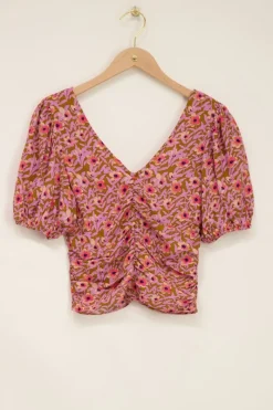 My Jewellery Top Lilas à Imprimé Floral Kaki Discount