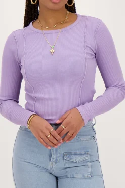 My Jewellery Top Lilas Côtelé Violet clair Online