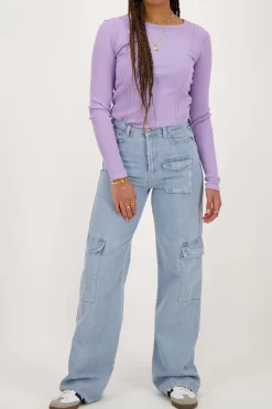My Jewellery Top Lilas Côtelé Violet clair Online