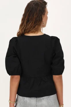 My Jewellery Top à Nœuds Et Manches Bouffantes Noir Best