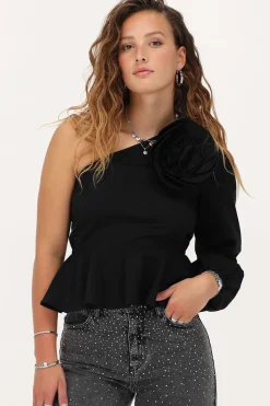 My Jewellery Top Noir à Une Manche Avec Fleur Outlet