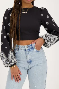 My Jewellery Top Avec Dos Noué Et Broderie Noir Sale