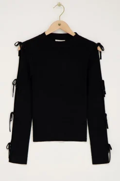 My Jewellery Top Avec Nœuds Sur Les Manches Noir Best