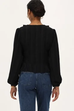 My Jewellery Top Avec Volants Et Boutons Noir Outlet