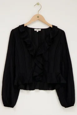 My Jewellery Top Avec Volants Et Boutons Noir Outlet