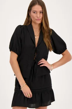 My Jewellery Top En Lin Avec Nœuds Noir Online