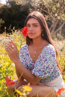 My Jewellery Top Plissé Blanc Fleuri Online