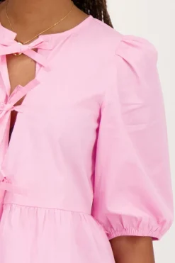My Jewellery Top Avec Nœuds Et Manches Bouffantes Rose Best