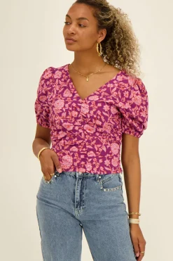My Jewellery Top Rose Plissé à Imprimé Floral New