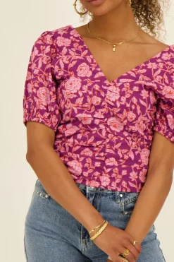 My Jewellery Top Rose Plissé à Imprimé Floral New