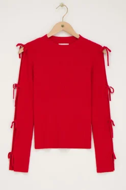 My Jewellery Top Avec Nœuds Sur Les Manches Rouge Best