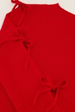 My Jewellery Top Avec Nœuds Sur Les Manches Rouge Best