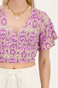 My Jewellery Top Violet Avec Imprimé Aztèque Violet/Vert Sale