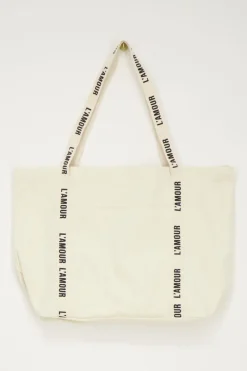 My Jewellery Tote Bag En Lin L'amour Beige Clearance