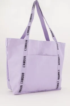 My Jewellery Tote Bag Lilas En Lin L'amour Violet clair Hot