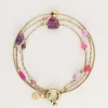 My Jewellery Triple Bracelet Avec Perles Roses Et Violettes Discount