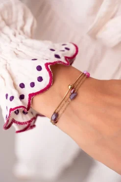 My Jewellery Triple Bracelet Avec Perles Roses Et Violettes Discount