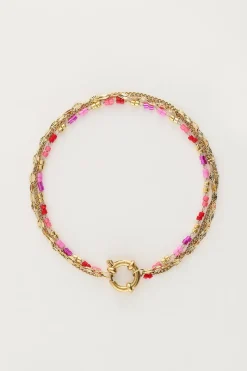 My Jewellery Triple Bracelet Avec Perles Rouges Et Roses Outlet
