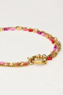 My Jewellery Triple Bracelet Avec Perles Rouges Et Roses Outlet