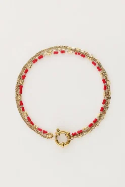 My Jewellery Triple Bracelet Avec Perles Rouges Best