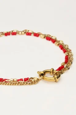 My Jewellery Triple Bracelet Avec Perles Rouges Best