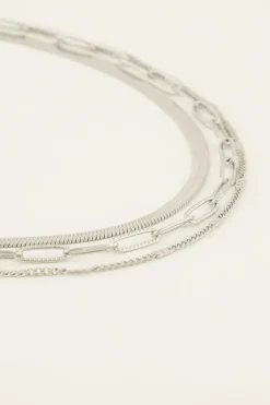 My Jewellery Triple Chaîne à Gros Maillons Plats Fashion