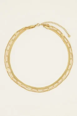 My Jewellery Triple Chaîne à Gros Maillons Plats Fashion