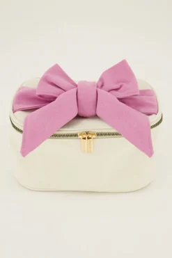 My Jewellery Trousse De Toilette Beige Avec Nœud Rose Discount